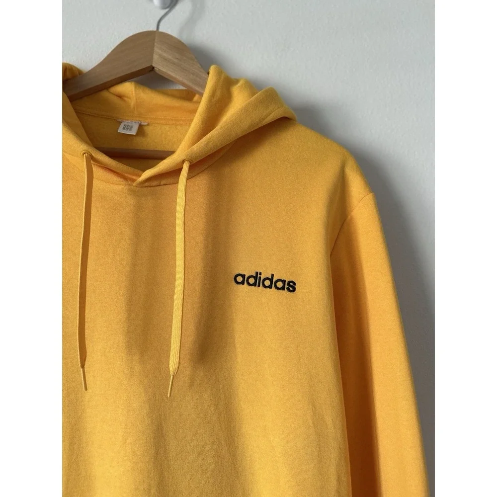 Adidas Men's Pullover Hoodie Sz M/L‎ Gold Yellow Sweatshirt Feel Cozy Fleece